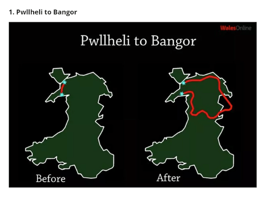 pwllheli to bangor